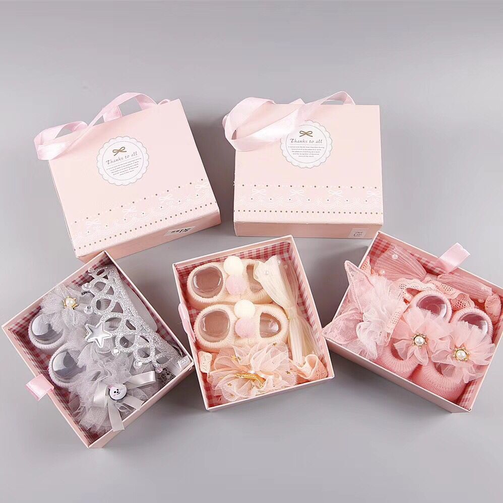 New baby hair accessories socks shoes set