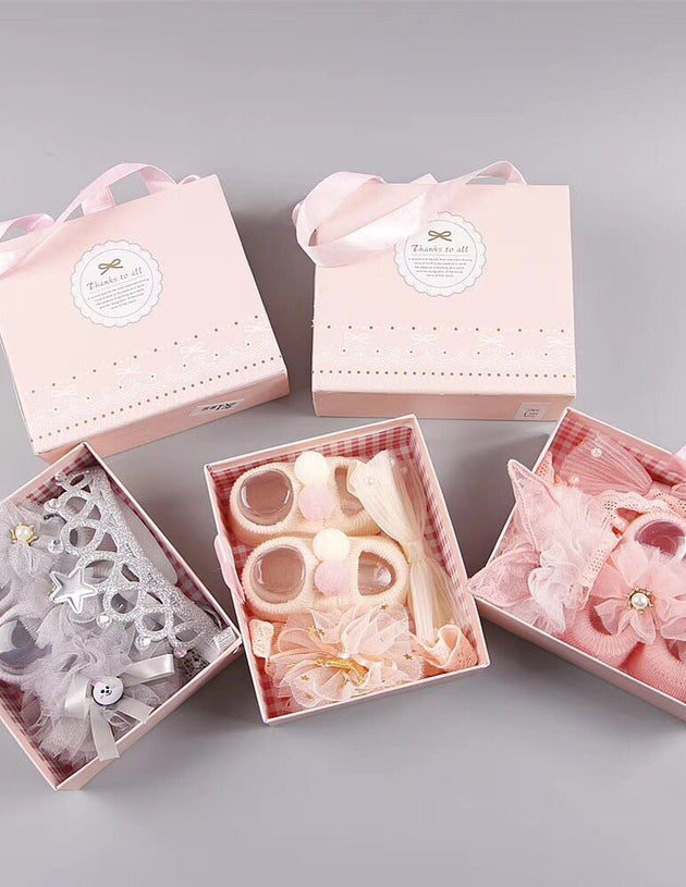 New baby hair accessories socks shoes set