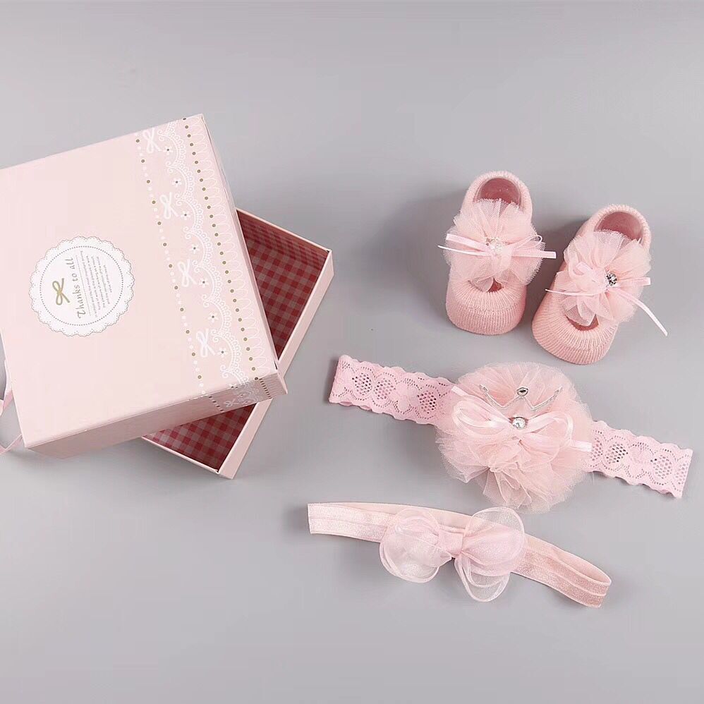 New baby hair accessories socks shoes set
