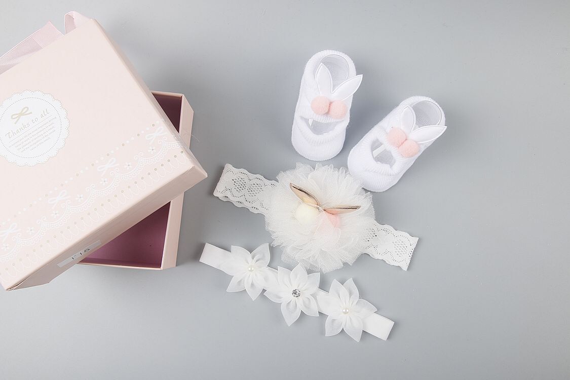 New baby hair accessories socks shoes set