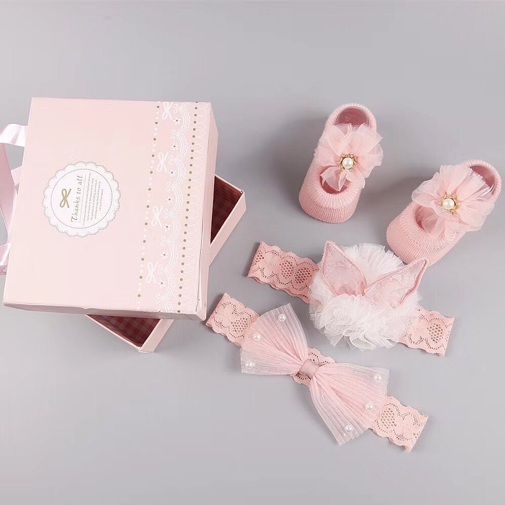 New baby hair accessories socks shoes set