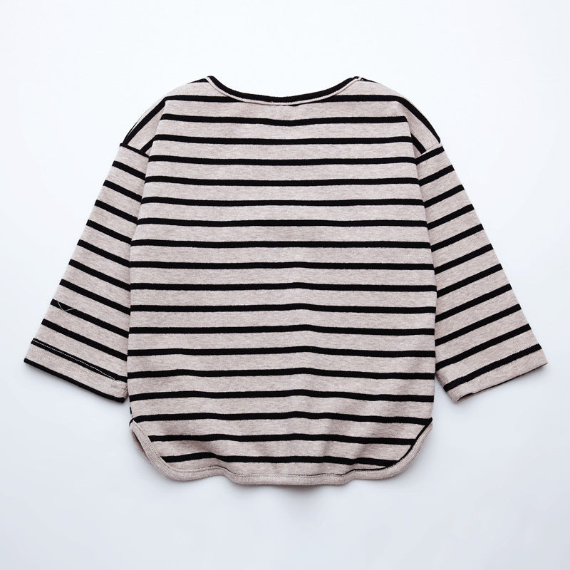 Fashion Striped Print Cotton Long Sleeve T Shirts