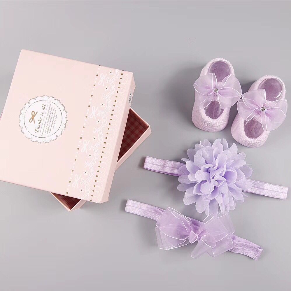 New baby hair accessories socks shoes set