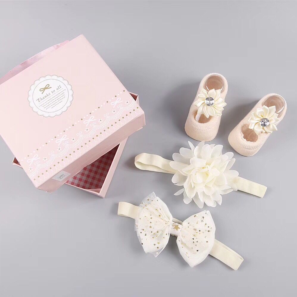 New baby hair accessories socks shoes set