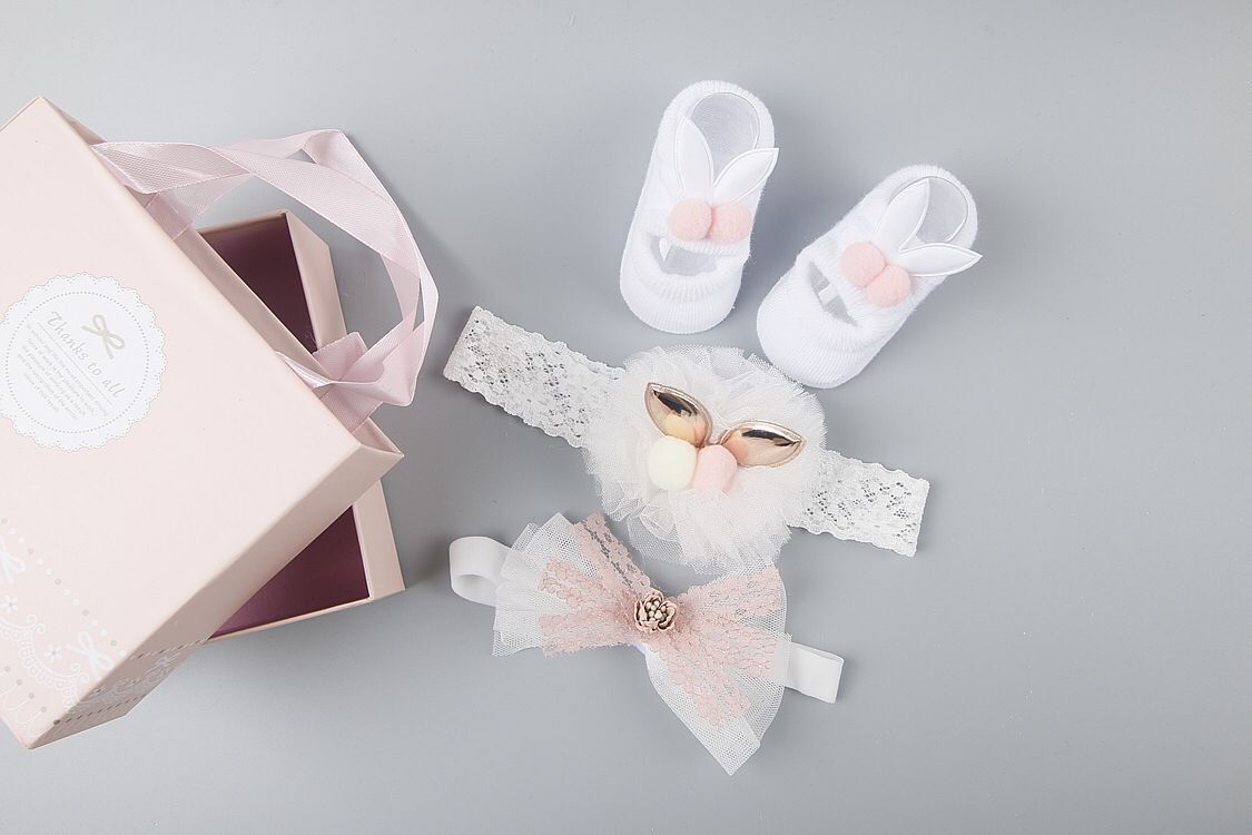 New baby hair accessories socks shoes set