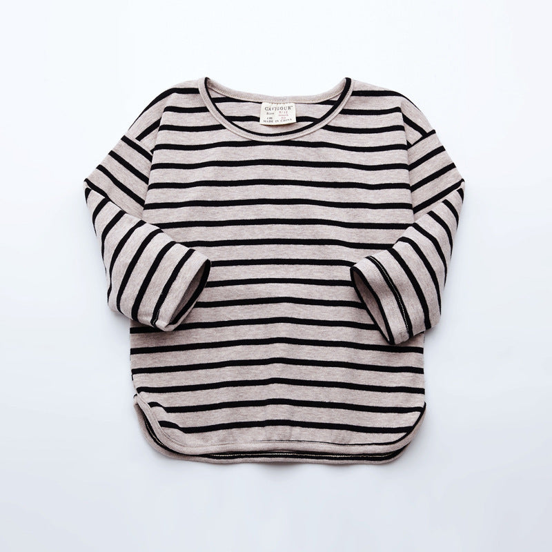 Fashion Striped Print Cotton Long Sleeve T Shirts
