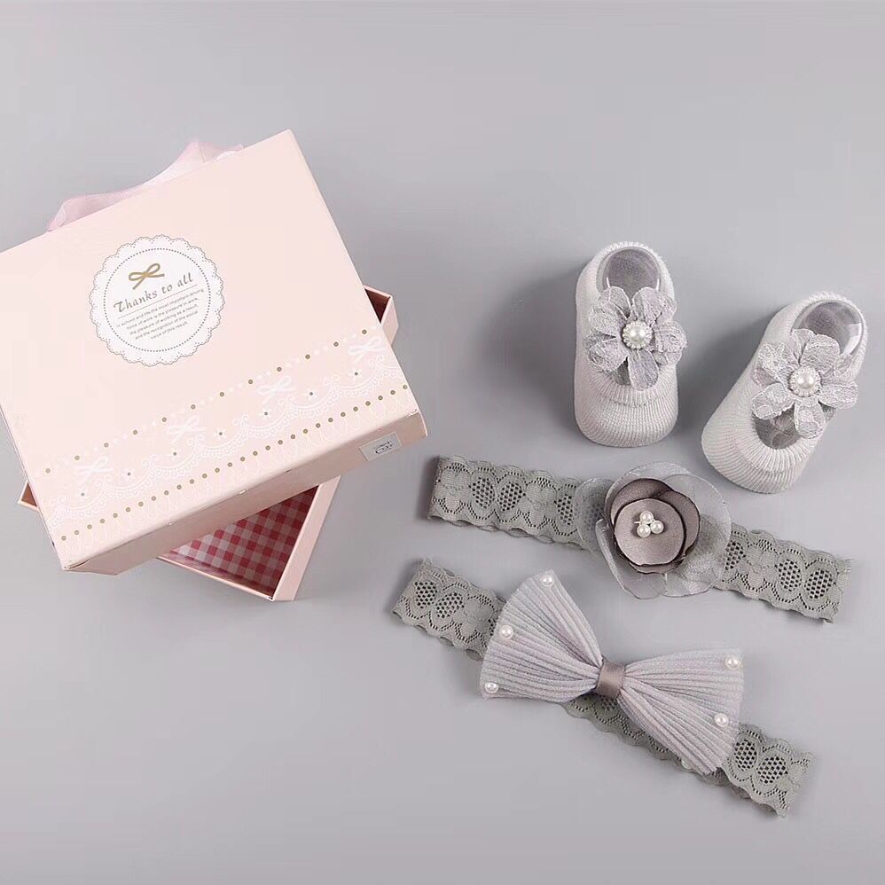 New baby hair accessories socks shoes set