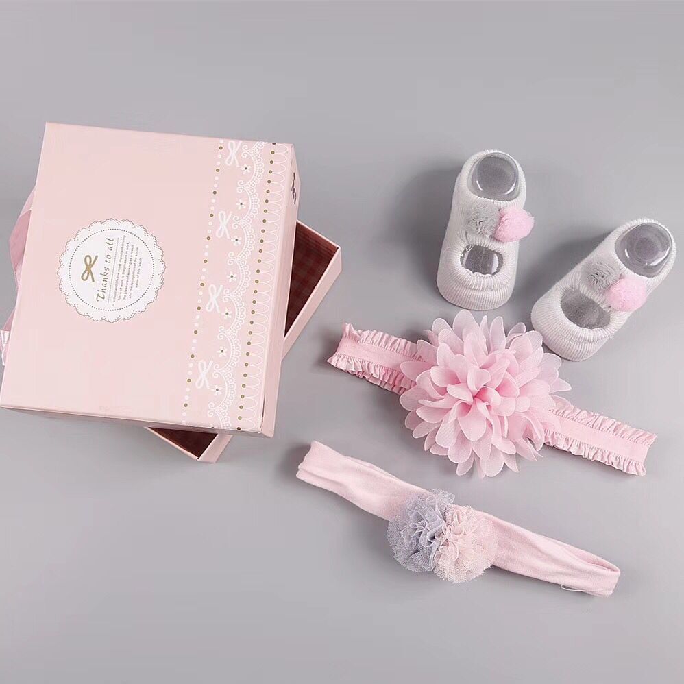 New baby hair accessories socks shoes set