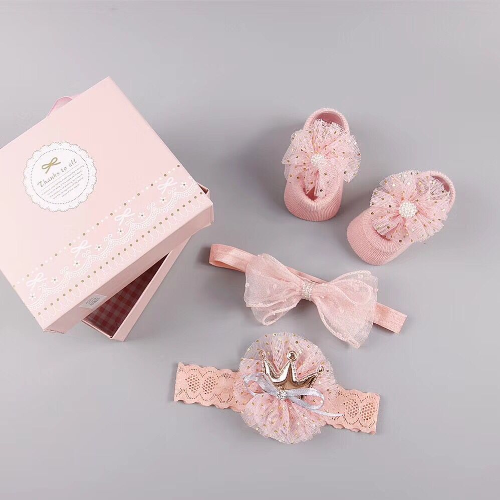 New baby hair accessories socks shoes set