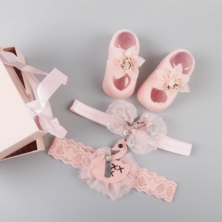 New baby hair accessories socks shoes set