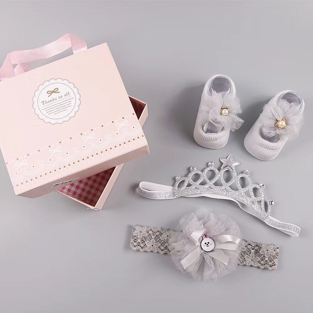 New baby hair accessories socks shoes set