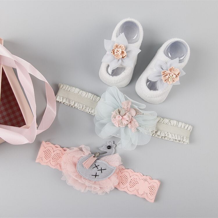 New baby hair accessories socks shoes set