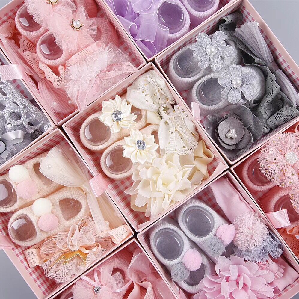 New baby hair accessories socks shoes set