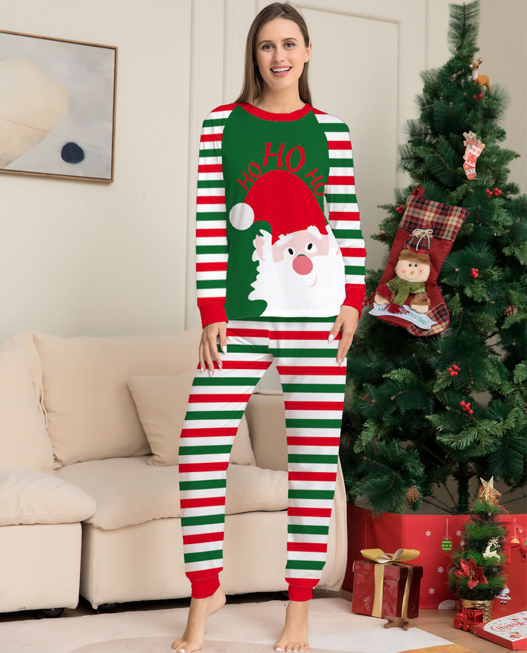 Family Christmas Pajamas Matching Sets Red Stripe